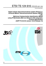 Die Norm ETSI TS 124616-V10.0.0 30.3.2011 Ansicht