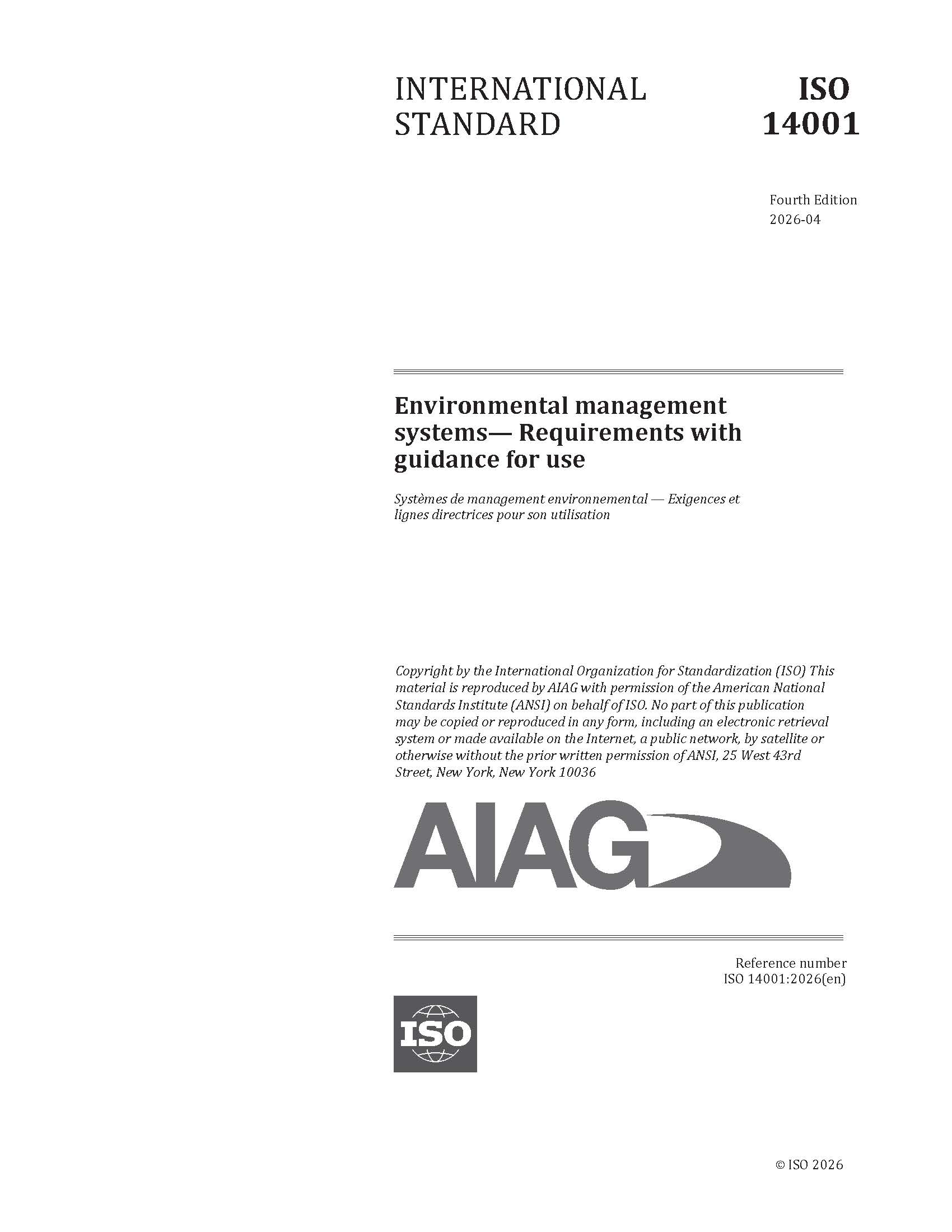 Publikation AIAG Environmental Management Systems-Requirements With Guidance 1.4.2026 Ansicht