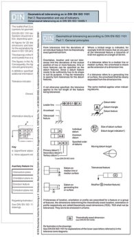 Publikation  Geometrical tolerancing according to DIN EN ISO 1101 Part 1 and Part 2; 2 D/3 D-Presentation incl. dimensional tolerancing Fold-out leaflet 29.6.2016 Ansicht