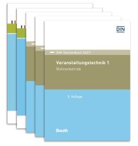 Publikation  DIN-VDE-Taschenbuch 342/1_-_5; Veranstaltungstechnik; Paket: DIN-(VDE)-Taschenbücher 342/1 bis 342/5 Band 1: Bühnenbetrieb // Band 2: Beleuchtung, Ton- und Medientechnik // Band 3: Bühnenmaschinerie // Band 4: Tragmittel 1.7.2019 Ansicht