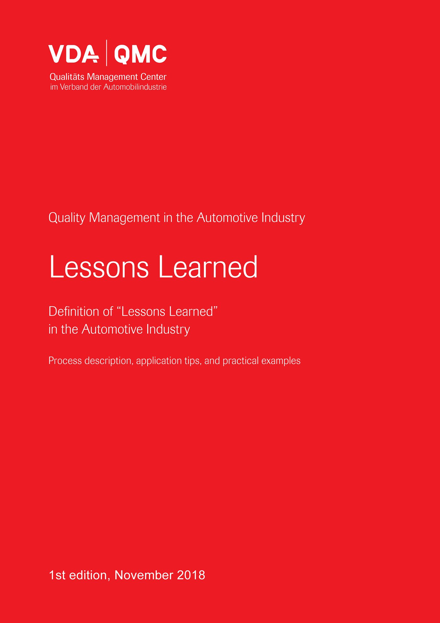 Ansicht  VDA Lessons Learned - Definition of 
