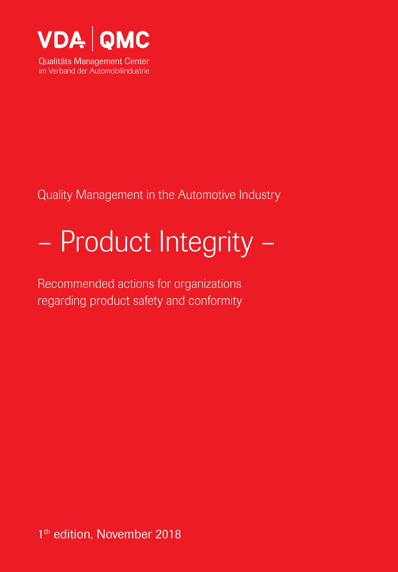 VDA Product Integrity action for organizations regarding