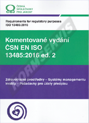 Ansicht  Komentované vydání ČSN EN ISO 13485: 2016-ed.2. Zdravotnické prostředky - Systémy managementu kvality - Požadavky pro účely předpisu - 1. vydání 1.1.2021