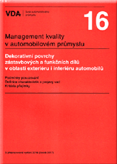 Ansicht  VDA 16 - Dekorativní povrchy zástavbových a funkčních dílů v oblasti exteriéru i interiéru automobilů. Podmínky posuzování. Definice charakteristik a projevy vad. Kritéria přejímky. 1.9.2017